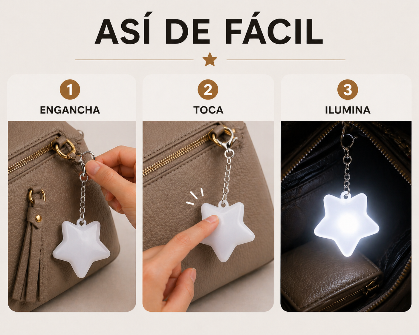 Llavero con luz para tu bolso